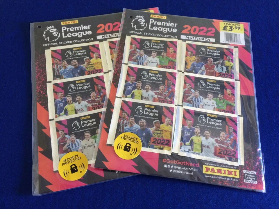 2 Panini Premier League 2022 Football Packs Stickers Multipack 12 Sealed Packets