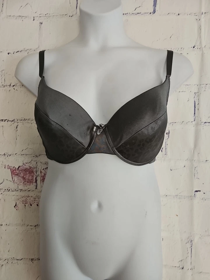 Sujetador push-up acolchado figura completa con aros estampado animal gris talla 42DD ajustable Correa Foto 1 de 4