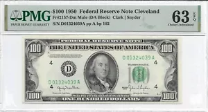 1950 $100 CLEVELAND FRN. PMG Choice Uncirculated 63 EPQ Banknote. Scarcer MULE - Picture 1 of 2