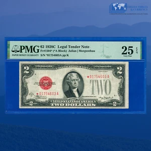 Fr.1504* 1928C $2 Two Dollars Legal Tender *Star Note*, PMG VF 25 EPQ #54603 - Picture 1 of 3