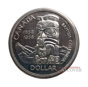 CANADA 1 Dollar dolar 1958 Columbia británica km#55 SC / UNC - Picture 1 of 2