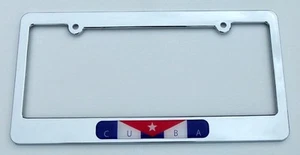 Cuba Cuban Flag plastic chrome plated Car License plate frame holder TB - Imagen 1 de 2