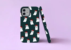 Christmas Ghosts In Hats Ghost Hybrid Tough Phone Case/Cover For iPhone Samsung - Picture 1 of 5