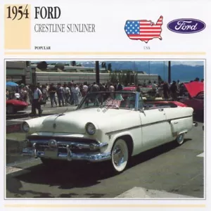1954 FORD CRESTLINE SUNLINER Classic Car Photograph / Information Maxi Card - Picture 1 of 1
