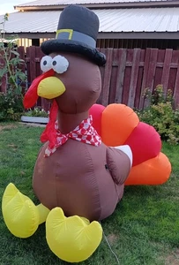 Gemmy Thanksgiving Inflatable 6 ft Turkey Pilgrim Lights Up Airblown 2020 TESTED - Picture 1 of 19