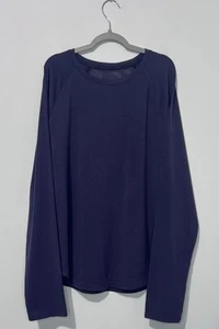 Athleta Girl Power Up Top XXL 16 Plum Long Sleeve Thumb Holes Crew Neck Logo - Picture 1 of 7