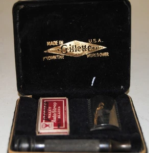 Vintage Gillette Reise Rasierhobel und Klingen. Original Koffer - Bild 1 von 4