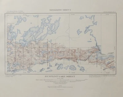 MAPA TOPOGRÁFICO ORIGINAL DE 1903 DE PARTE DEL CUADRÁNGULO DEL LAGO GUNFLINT, MINNESOTA Foto 1 de 4