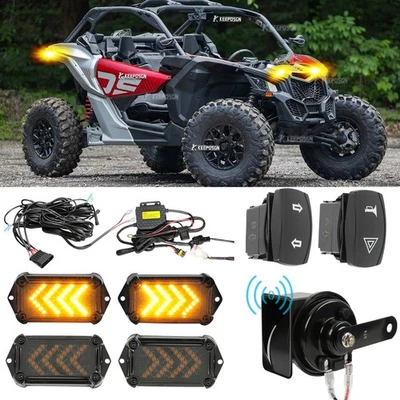 Kit de interruptor basculante de lámparas de señal de giro LED UTV para Can-Am Maverick X3 + bocina 110dB Foto 1 de 4