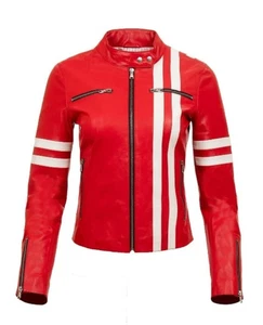 Women's Biker-Inspired 100% Genuine Leather Jacket – Super Soft Sheepskin Jacket - Picture 1 of 5