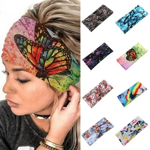 Bandana elástica de yoga para mujeres diadema banda para el cabello turbante ancho envoltura deportiva AU - Imagen 1 de 12