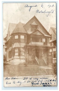 1908 frühe Residenz Haus Straßenansicht Waterbury CT, Connecticut RPPC - Bild 1 von 2