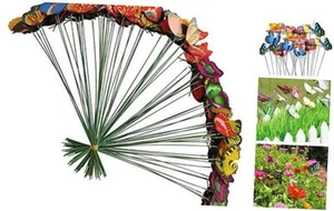 100pcs Butterfly Stakes Outdoor Yard Planter Flower Pot Bed Garden Decor - Picture 1 of 8