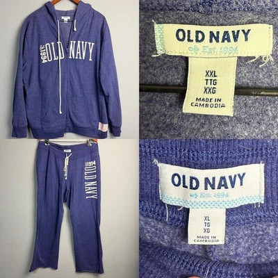 Antiguo Azul Marino XXL Cremallera Completa Sudadera con Capucha XL Pantalones Traje de Pista Conjunto de Salón 2012 Foto 1 de 4