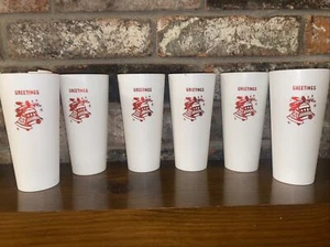 Nasco Greetings Vtg 6” Plastic Tumblers Cups Set Of 6 -Christmas Retro Holiday - Bild 1 von 3