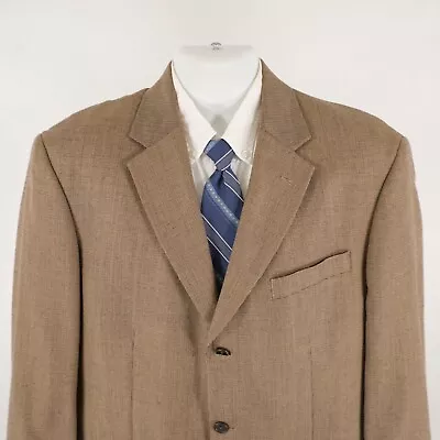Nautica Lord & Taylor Brown Blue Check Silk Wool 3 Button Sport Coat 42R - Image 1 of 4
