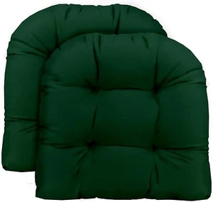 RSH Decor Set of 2 Wicker Style U - Shape Tufted Chair Cushions, Choose Color - Picture 1 of 29