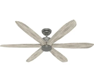 Hunter 58" Matte Silver 6 Blade No Light Remote Control Ceiling Fan - Picture 1 of 1