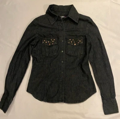 Camisa vaquera negra con tachuelas para mujer William Rast ajustada talla XS Foto 1 de 4