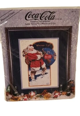Vintage Coca Cola Counted Cross Stitch - Santa Series 2 Wherever I GO - Image 1 of 4