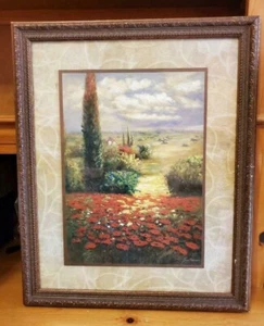 Red Poppies Field Matted Framed Picture Italian Style Office Home Art Work - Picture 1 of 4