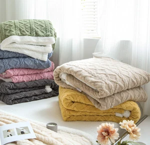 Fleece Faux Sherpa Blanket Thick Winter Warm Blankets Sofa Throw Bedspread - Foto 1 di 26