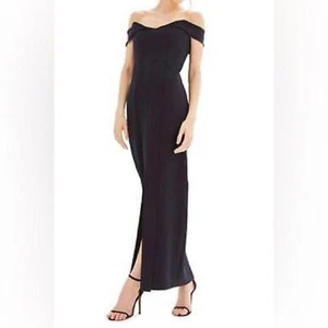 Abito Topshop l nuovo con etichette nero spalle scoperte drappeggio cravatta schiena elasticizzato crepe taglia 4 - Foto 1 di 12
