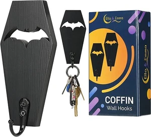 Halloween Decor Gothic Home Decor Moon Wall Hanger with Hook Coffin Key Holder - Picture 1 of 6
