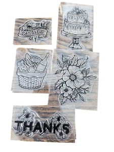 Clear Stamps Set For Card Making & Scrapbooking Sending Love Cake Picnic Basket - Picture 1 of 4