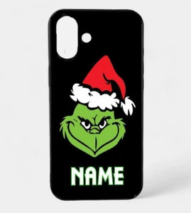 Personalisierte Hülle Grinch Weihnachten schwarz mit individuellem Namen - iPhone Samsung Galaxy - Bild 1 von 8
