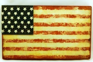 PATRIOTIC AMERICAN FLAG RUSTIC LOOKING WOODEN WALL SIGN NEW FREE SHIPPING - Picture 1 of 2