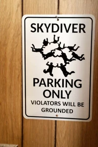 Skydiver Parking Metal Sign - Picture 1 of 2