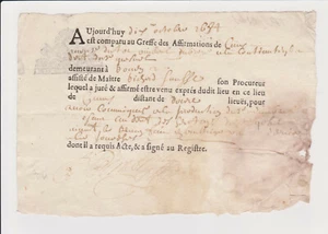 DOCUMENT ANCIEN Reçu greffe des affirmations de voyages de ROUEN 1684 - Picture 1 of 2