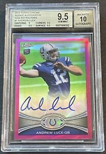 BGS 9.5 ANDREW LUCK 2012 TOPPS CHROME PINK REFRACTOR ROOKIE AUTO SP /75 GEM MINT