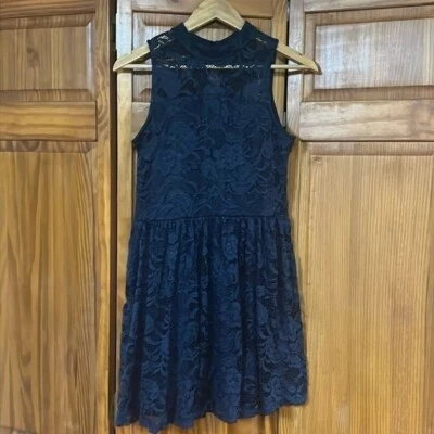 Ava & Yelly Mock Neck Lace Skater Dress - Image 1 of 4
