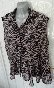 Religion 14 schwarz Baby Rouge Rosa Tier halbtransparent Knopfleiste Bluse Top Nieten - Bild 1 von 5