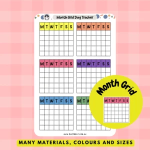 Month Day Grid Box Tracker Planner Stickers - Picture 1 of 7