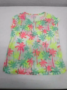 GIRLS PLUS SIZE 12 1/2 SO WHITE WITH PALM TREES CREWNECK TEE NWT #21370 - Foto 1 di 1
