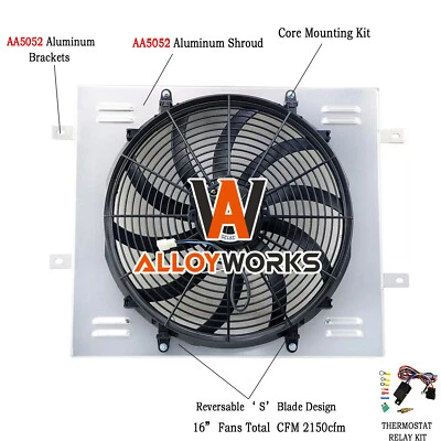 16'' Electric Fan+Aluminum Shroud For 1987~2006 Jeep Wrangler YJ TJ 2.4L-4.2L L6 Foto 1 de 4