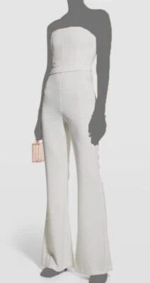 $495 Alice + Olivia женщин белый Lavera без бретелек расклешенные ноги комбинезон размер 8 - Изображение 1 из 4