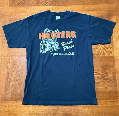Camiseta negra Hooters vintage para hombre grande Florida Fort Lauderdale Foto 1 de 4
