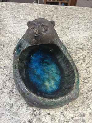 Linda tigela vintage japonesa de cerâmica arte urso Banko. 11x7x6 - Imagem 1 de 4