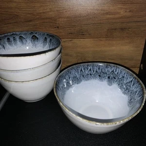 4 West Elm Bowls Reactive Glaze Blue Brown Portugal Stoneware Unused - Picture 1 of 10
