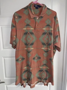 Vintage Polo Ralph Lauren Shirt Mens XL Aztec Southwestern Print Cotton 90s - Picture 1 of 5