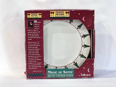 ⭐Sakura 1998 Set of 4 Debbie Mumm Christmas Dinner Plates Magic of Santa 11" VTG