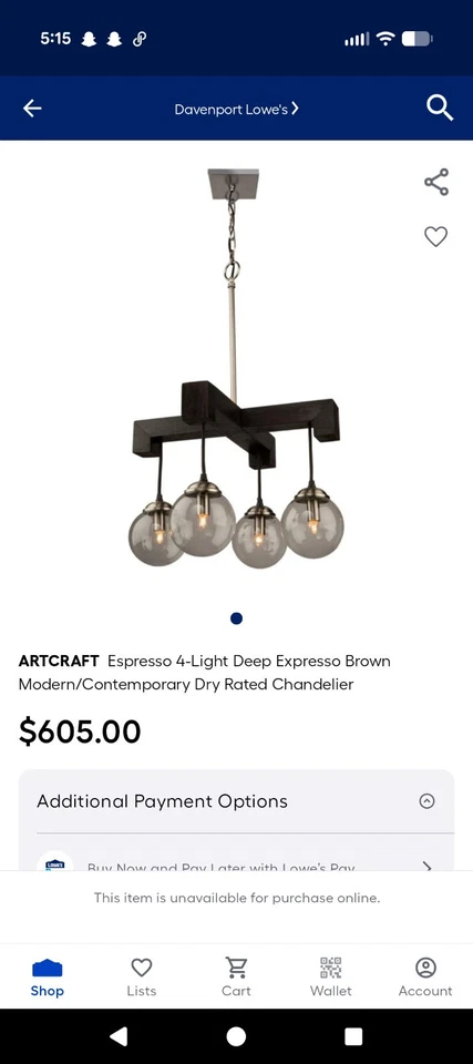 Candelabro de teto Artcraft Lighting espresso marrom - Imagem 1 de 4