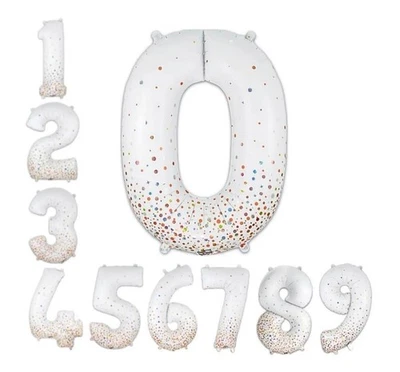 UNIQUE PARTY Any Age glitz rose gold white 34in Foil Number Balloons Birthday Party Decor