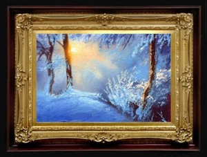 Oil Painting Handmade Arseni ~ MERRY CHRISTMAS 6" X 4" NO FRAME USA - Picture 1 of 11