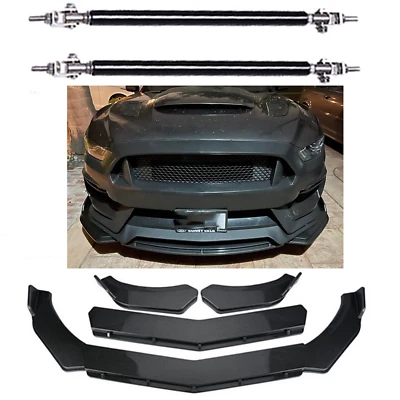 For Dodge Ram 1500 Carbon Fiber Front Bumper Lips Spoiler Body Kit + Strut Rods - Image 1 of 4