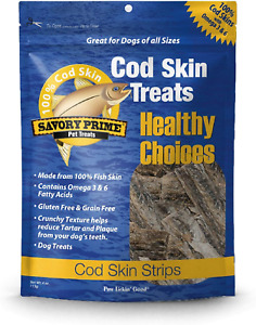 Savory Prime Cod Skin Fish Strips, 4-Ounce, All Breed Sizes (49662004)